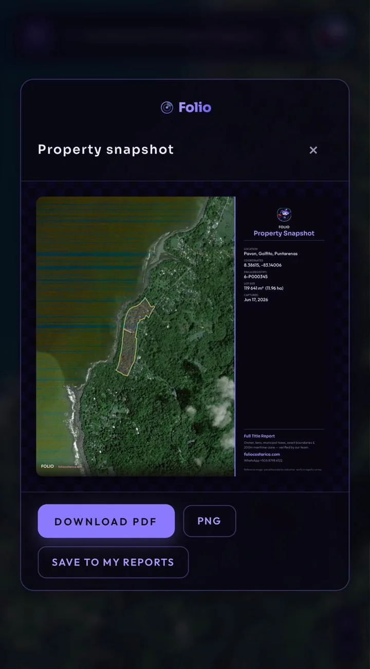 Shareable Folio property snapshot