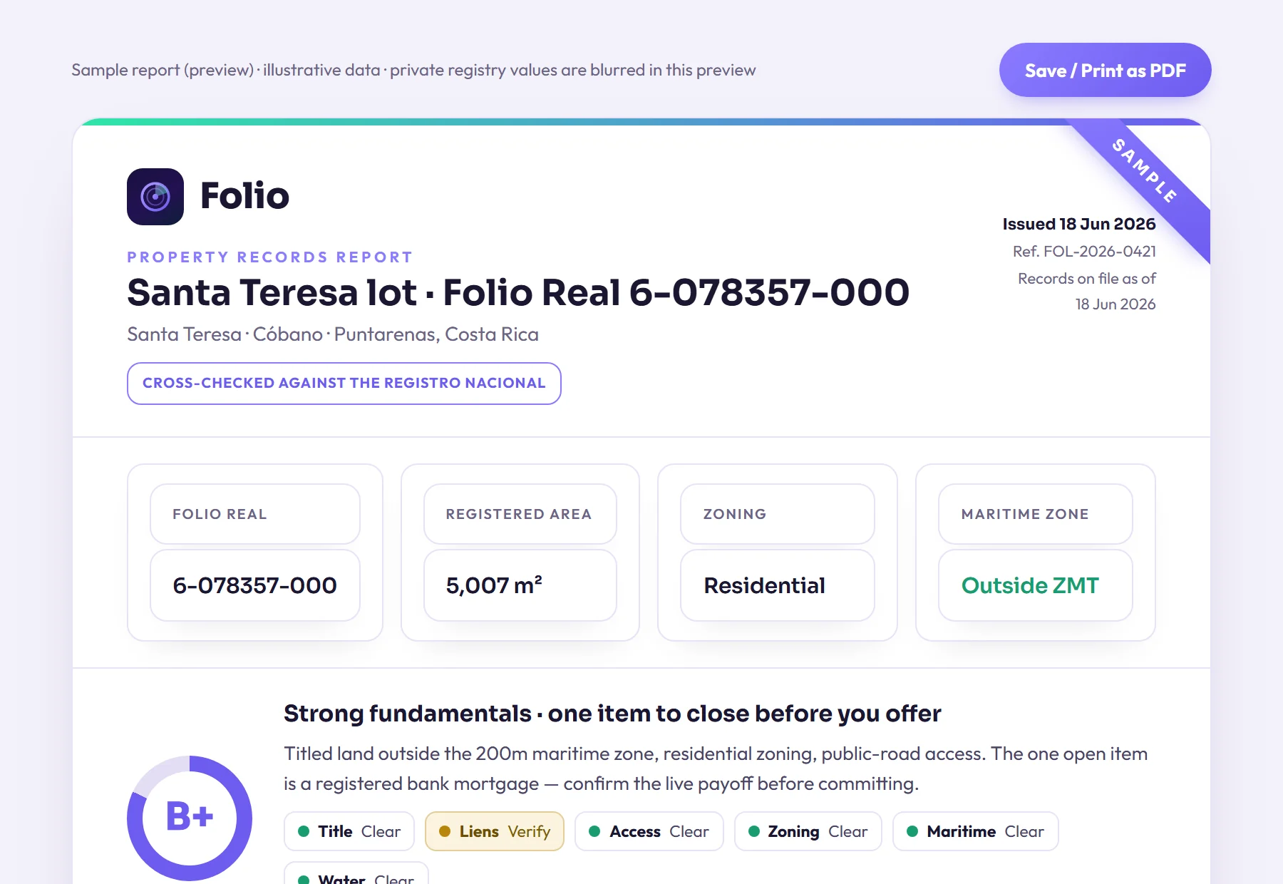 Sample Folio verified report